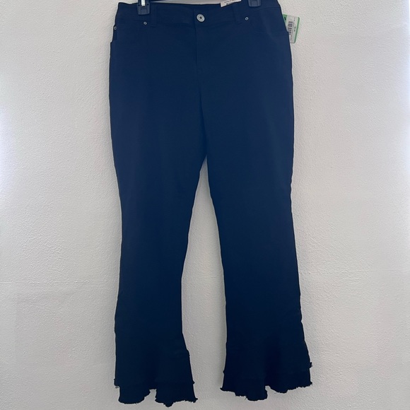 INC Double Ruffle-Hem Ankle Jeans - Black Size 10 - Picture 4 of 8